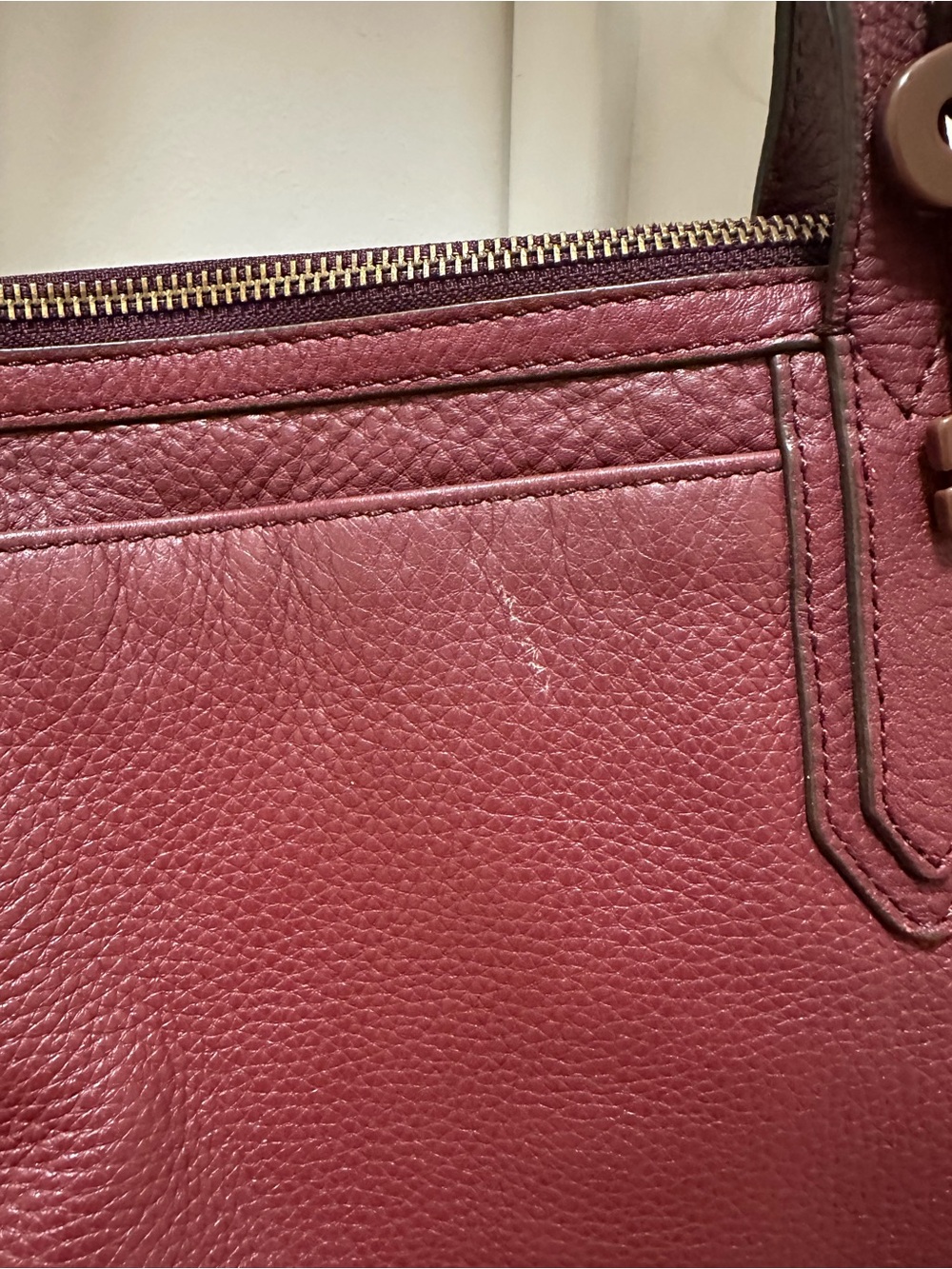 Fossil Sydney Burgundy Pebbled Leather Tote - Picture 5 of 8